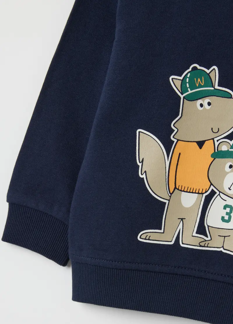 Felpa Da Bambino In Puro Cotone Blu Regular Fit, Blu miniatura 3