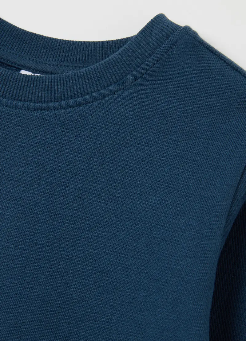 Felpa Da Bambino In Puro Cotone Blu Regular Fit, Blu miniatura 3
