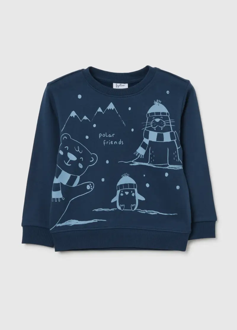 Felpa Da Bambino In Puro Cotone Blu Regular Fit, Blu