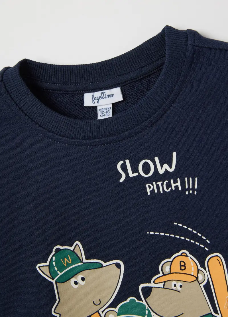 FAGOTTINO, Felpa Da Bambino In Puro Cotone Blu Regular Fit, Blu, Taglia: 9-12 miniatura 3