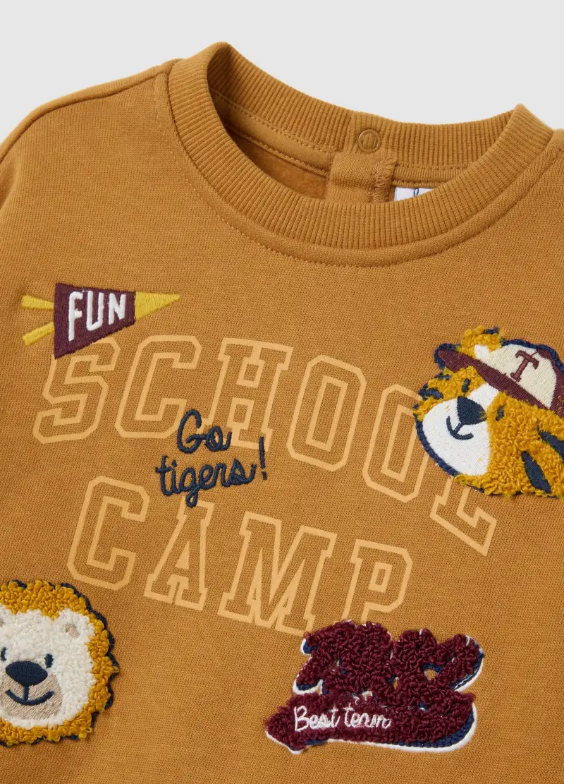 Felpa Da Bambino In Puro Cotone Marrone Regular Fit, Marrone miniatura 3