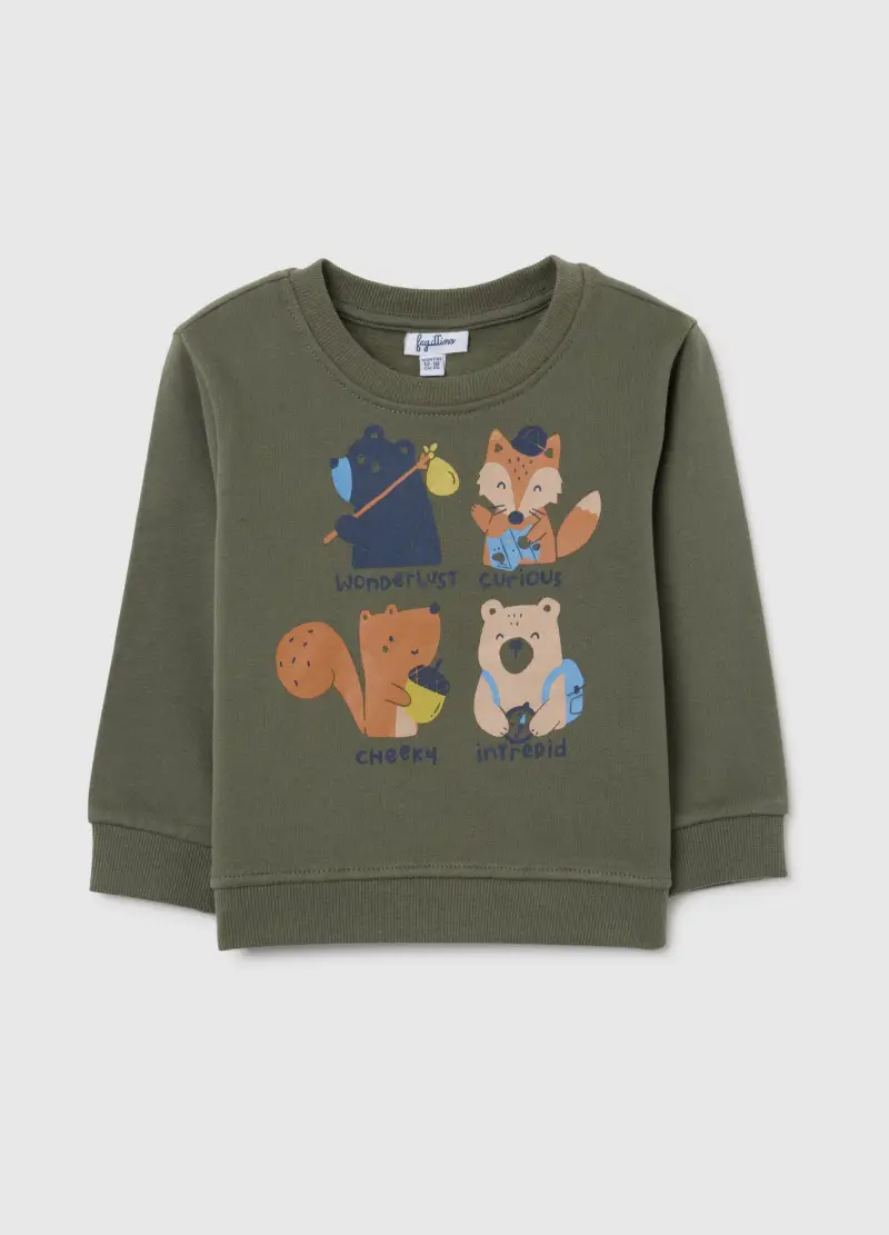 Felpa Da Bambino In Puro Cotone Verde Regular Fit, Verde