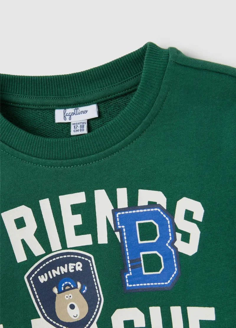 FAGOTTINO, Felpa Da Bambino In Puro Cotone Verde Regular Fit, Verde, Taglia: 9-12 miniatura 2