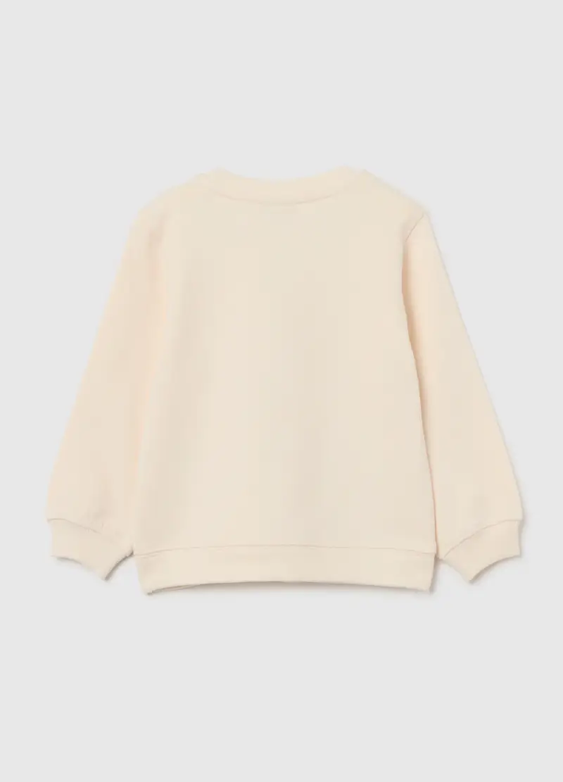 Felpa Da Bimba In Puro Cotone Beige Regular Fit Con Stampa, Bambina, Beige miniatura 2