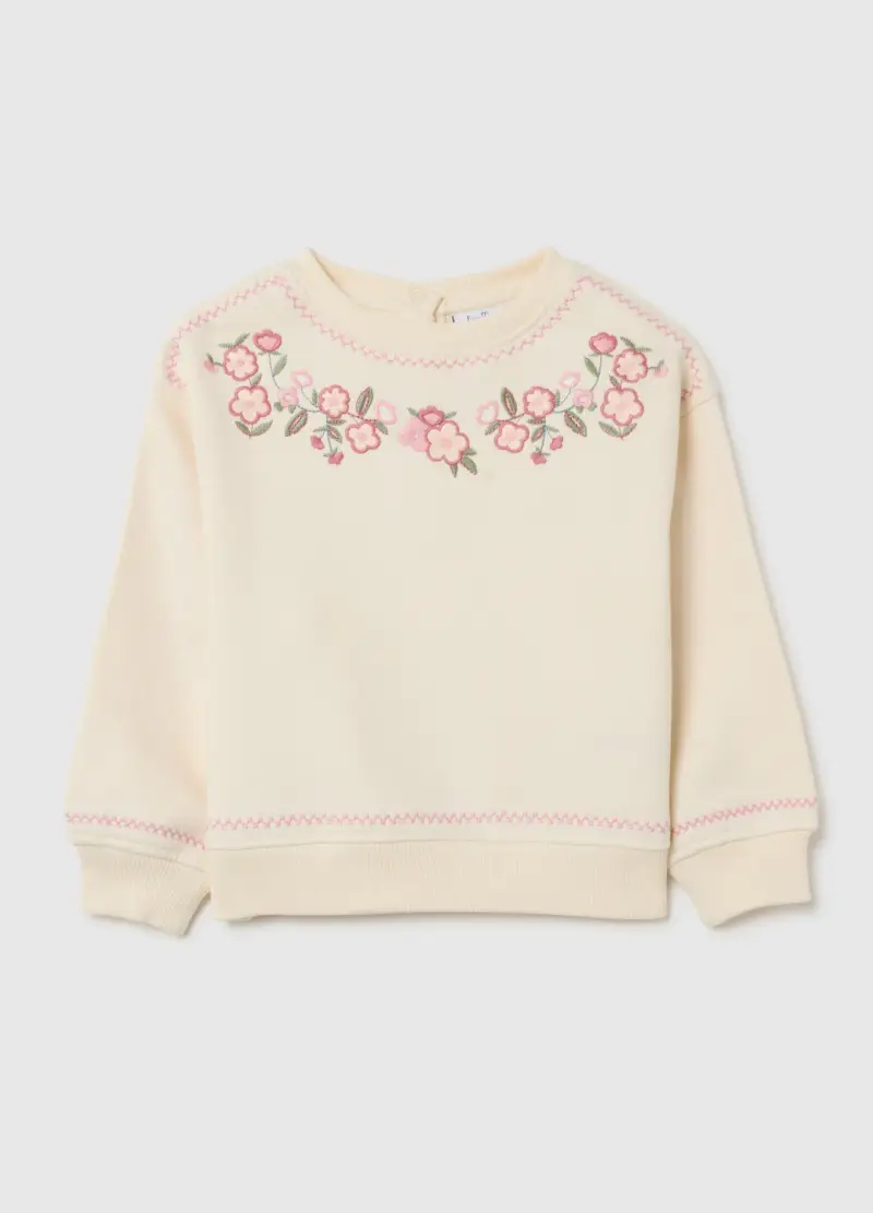 Felpa Da Bimba In Puro Cotone Beige Vestibilità Over, Bambina, Beige