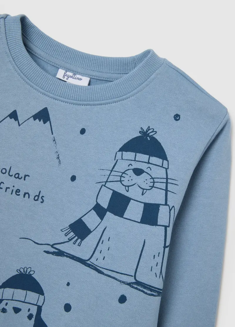 Felpa Da Bimbo In Puro Cotone Azzurra Regular Fit, Bambino, Azzurro miniatura 3