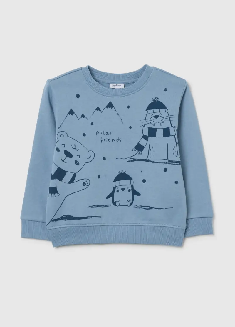 Felpa Da Bimbo In Puro Cotone Azzurra Regular Fit, Bambino, Azzurro