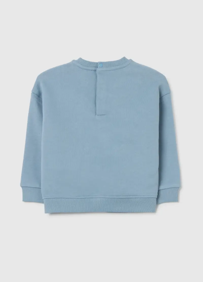 Felpa Da Bimbo In Puro Cotone Azzurra Vestibilità Over Con Stampa E Scollo Rotondo, Bambino, Azzurro miniatura 2