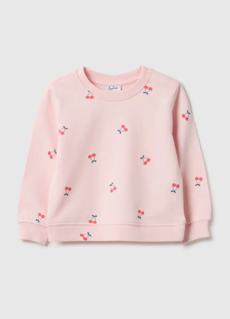 Felpa Girocollo Rosa Da Bimba In Puro Cotone Regular Fit Con Disegni, Bambina, Rosa
