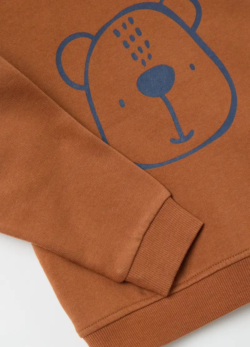 Felpa In Cotone Con Stampa Orsetto, Bambino, Marrone miniatura 3