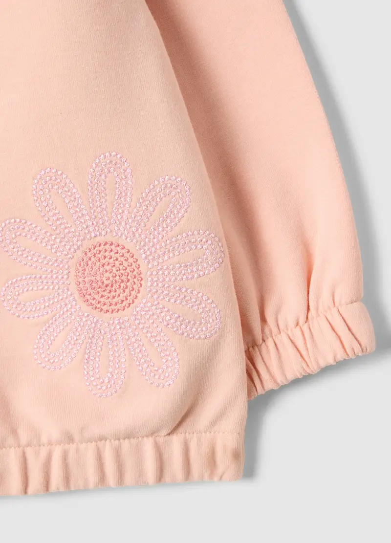Felpa In Cotone Elasticizzato Rosa Da Bimba Regular Fit Con Fiori, Bambina, Rosa miniatura 3