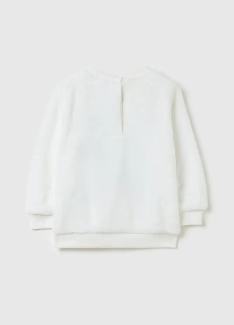 Felpa In Eco Pelliccia Con Ricamo Minnie, Bambina, Bianco miniatura 2