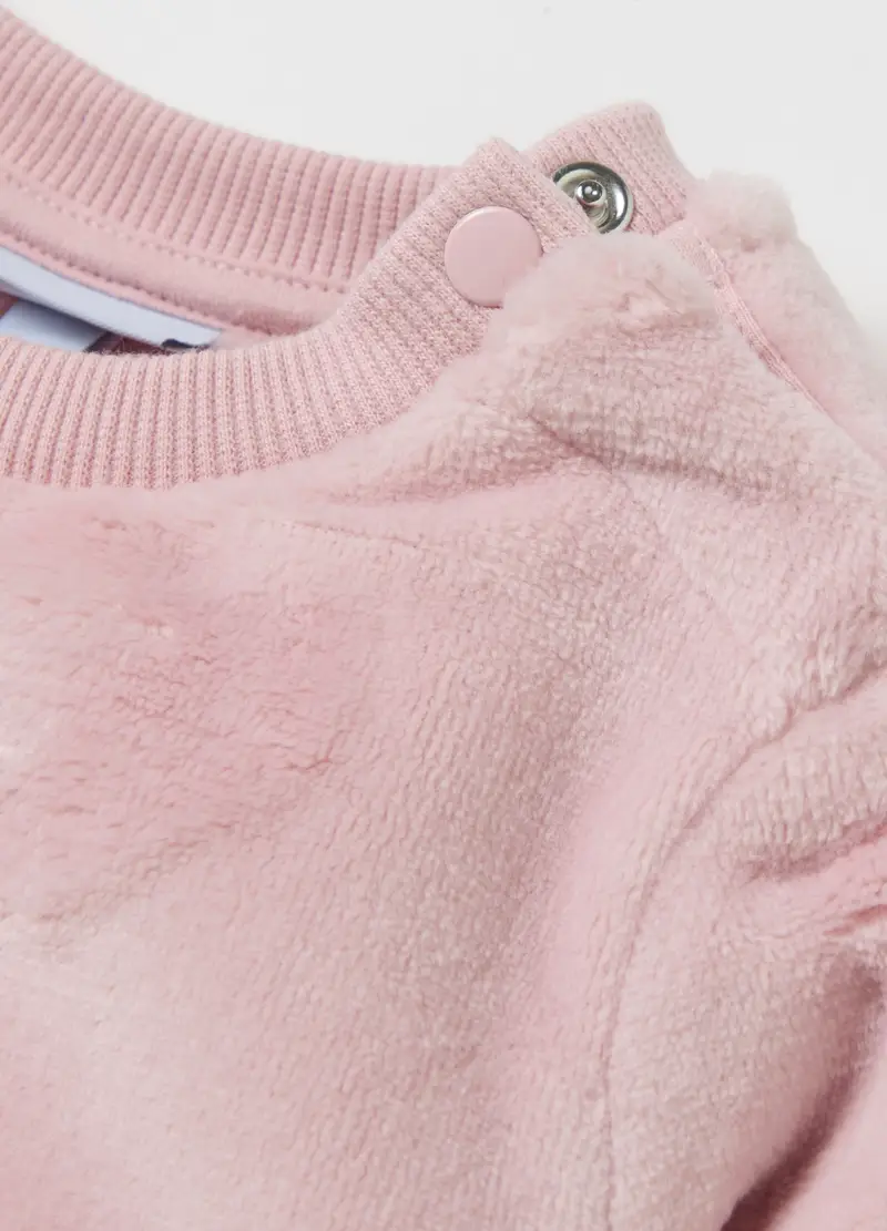 Felpa In Eco Pelliccia Stampa Cuori In Rilievo, Bambina, Rosa miniatura 3