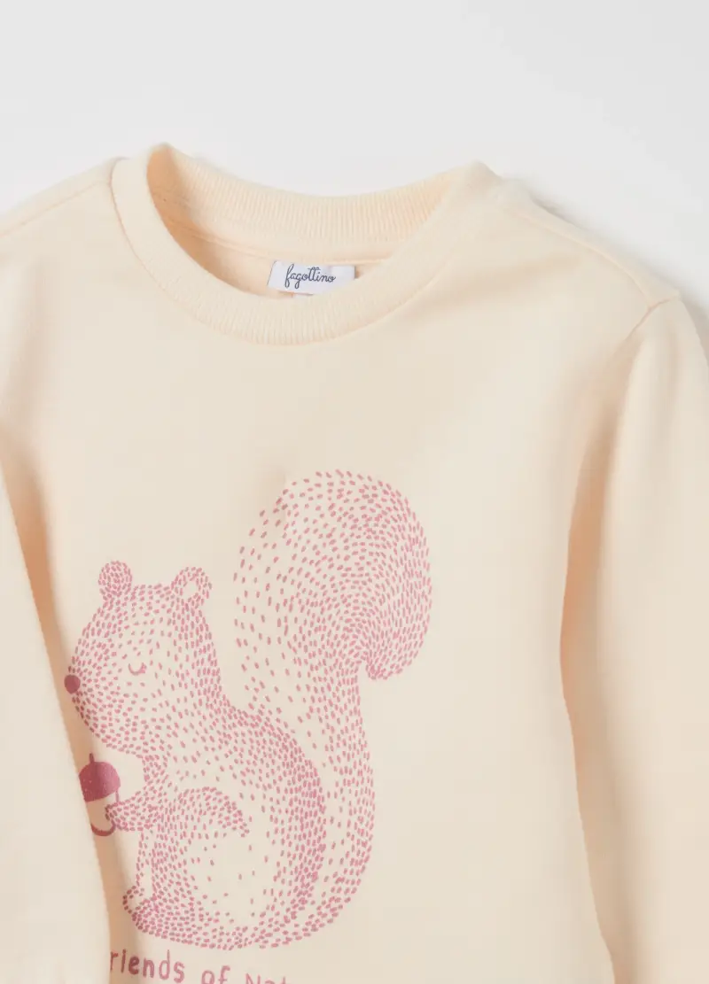 Felpa In French Terry Con Stampa, Bambina, Beige miniatura 3