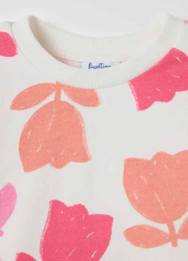 Felpa In French Terry Con Stampa, Bambina, Bianco miniatura 3