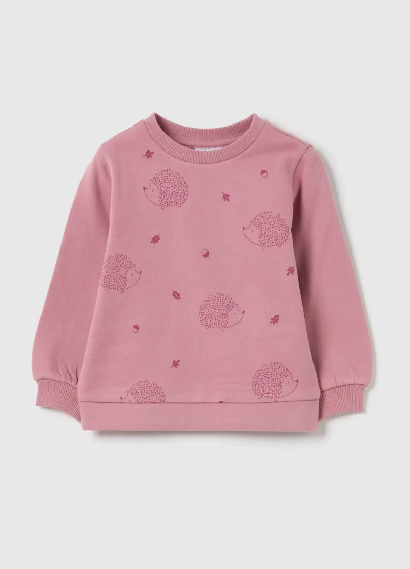 Felpa In French Terry Con Stampa, Bambina, Rosa