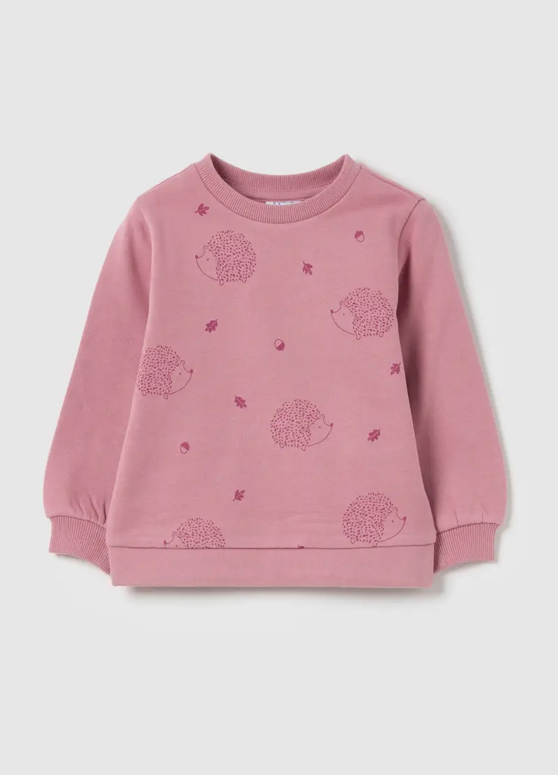 Felpa In French Terry Con Stampa, Bambina, Rosa