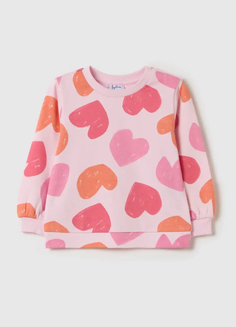 Felpa In French Terry Con Stampa, Bambina, Rosa