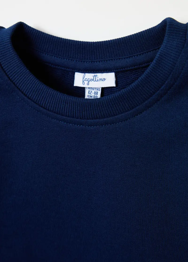 Felpa In French Terry Tinta Unita, Bambino, Blu miniatura 3