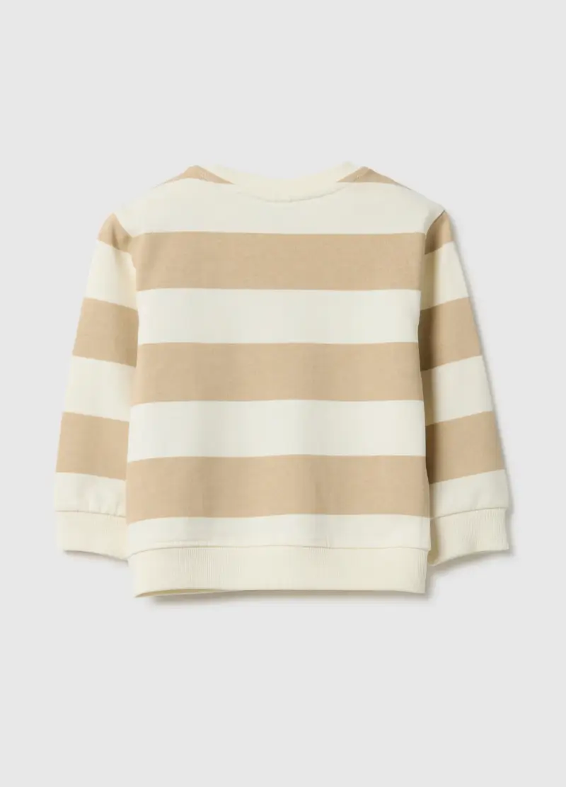 Felpa In Puro Cotone Beige A Righe Regular Fit Da Bimbo, Bambino, Multicolor miniatura 2