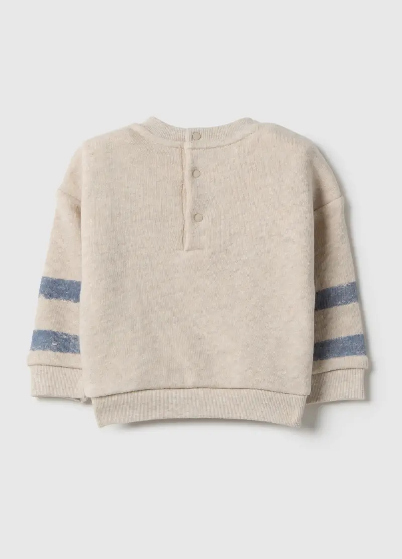 Felpa In Puro Cotone Beige Da Neonato Regular Fit Con Righe, Beige miniatura 2