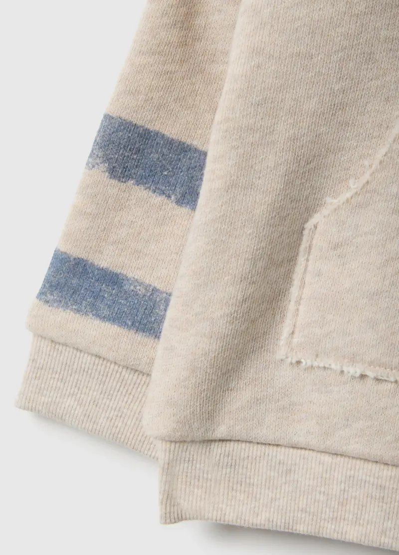 Felpa In Puro Cotone Beige Da Neonato Regular Fit Con Righe, Beige miniatura 3