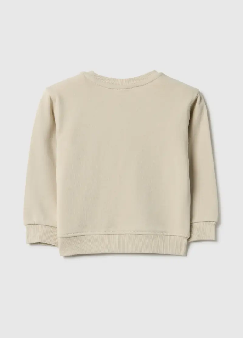 Felpa In Puro Cotone Beige Regular Fit Con Stampa Per Bimbo, Bambino, Beige miniatura 2