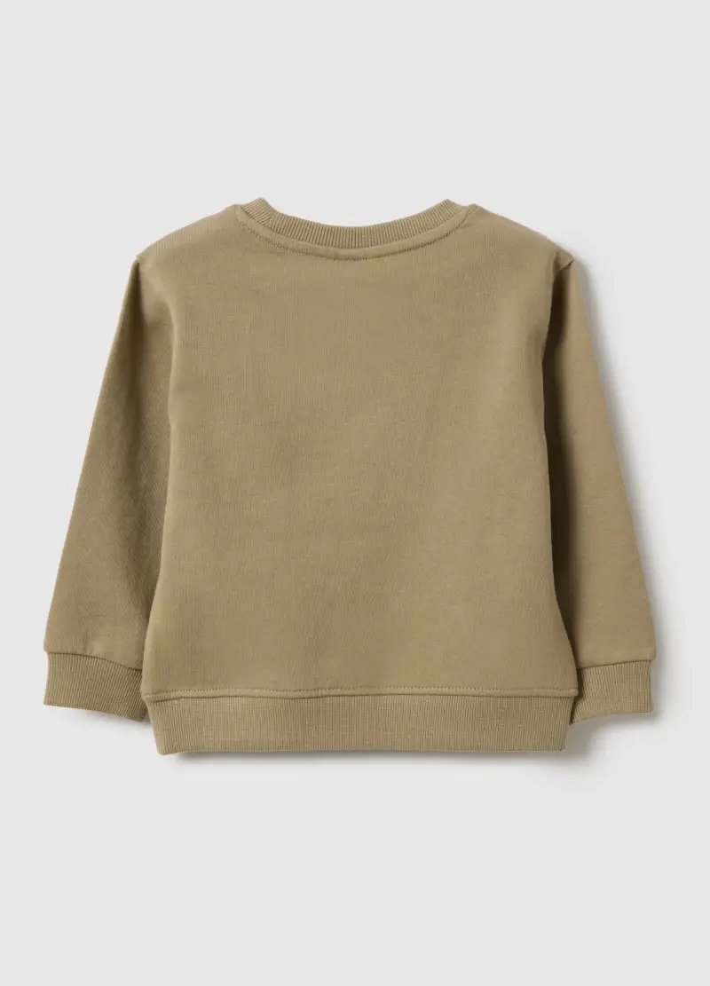 Felpa In Puro Cotone Beige Regular Fit Da Bimbo Con Stampa, Bambino, Beige miniatura 2