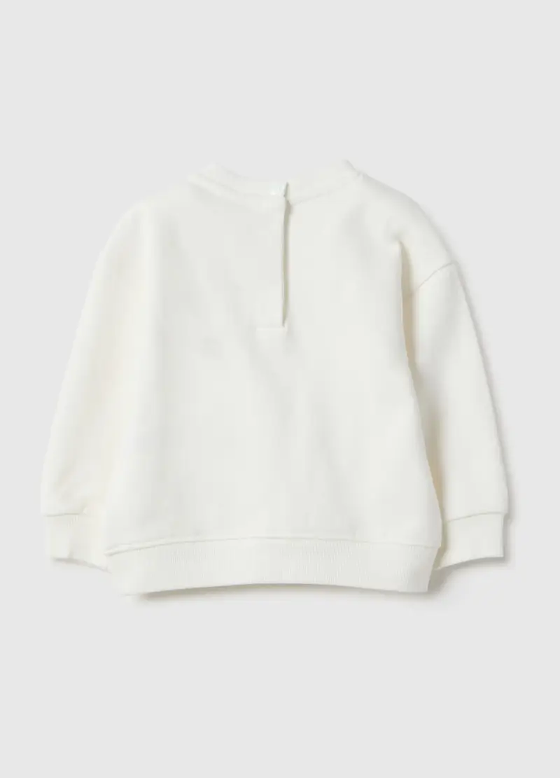 Felpa In Puro Cotone Bianca Regular Fit Con Volant Per Bimba, Bambina, Bianco miniatura 2