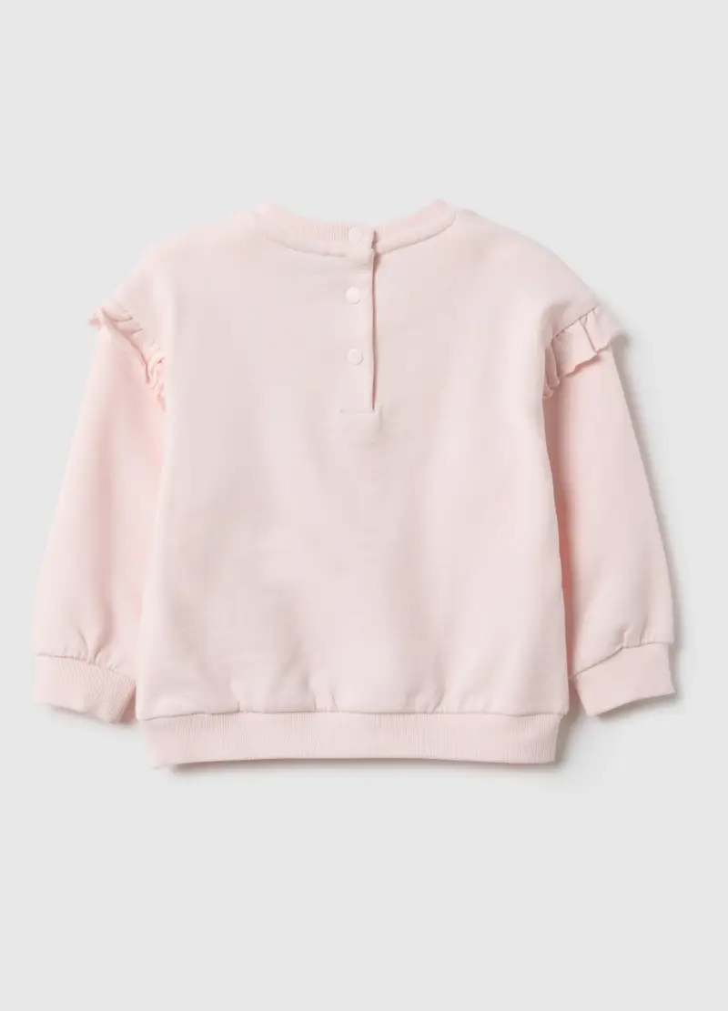 Felpa In Puro Cotone Rosa Regular Fit Con Volant Per Bimba, Bambina, Rosa miniatura 2