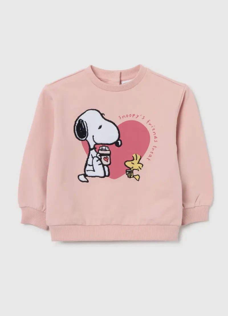 Felpa Rosa In Cotone Elasticizzato Con Snoopy, Bambina, Rosa