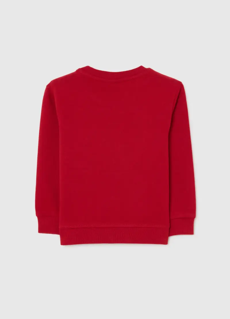 Felpa Rossa Da Bimbo In Puro Cotone Regular Fit Con Stampa Natalizia, Bambino, Rosso miniatura 2
