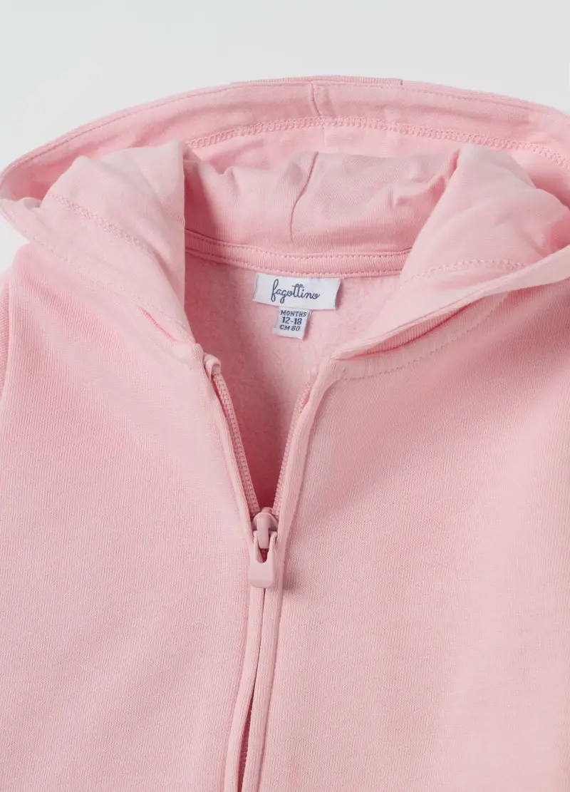 Full-zip In Cotone Bio Con Cappuccio, Bambina, Rosa miniatura 3