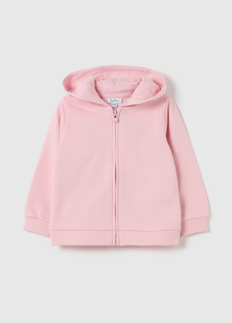 Full-zip In Cotone Bio Con Cappuccio, Bambina, Rosa