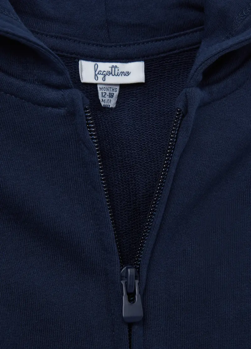 Full-zip In French Terry Con Cappuccio, Bambina, Blu miniatura 3