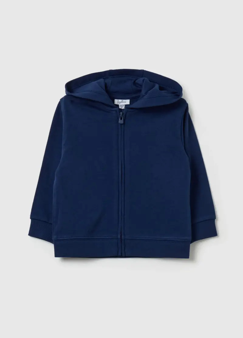 Full-zip In French Terry Con Cappuccio, Bambino, Blu