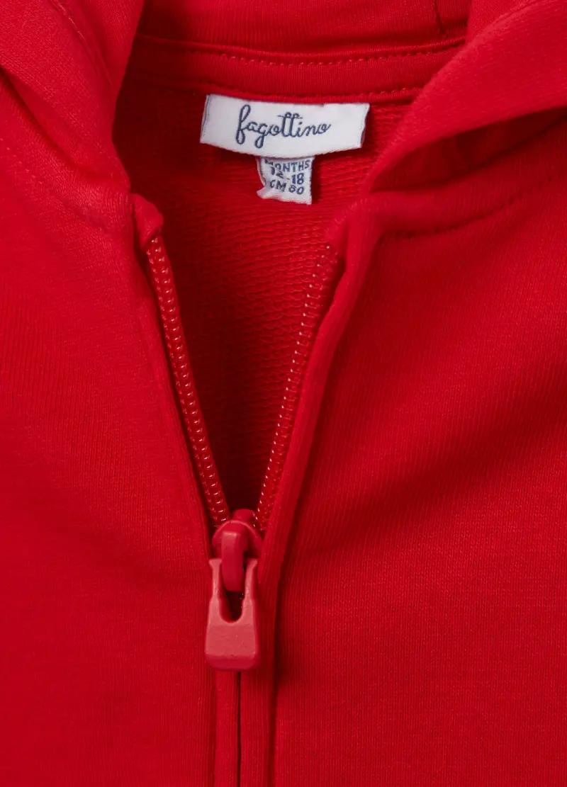 Full-zip In French Terry Con Cappuccio, Bambino, Rosso miniatura 3