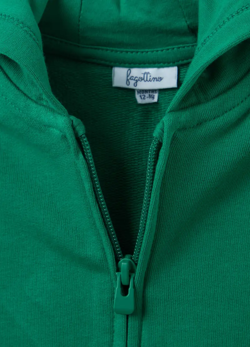 Full-zip In French Terry Con Cappuccio, Bambino, Verde miniatura 3