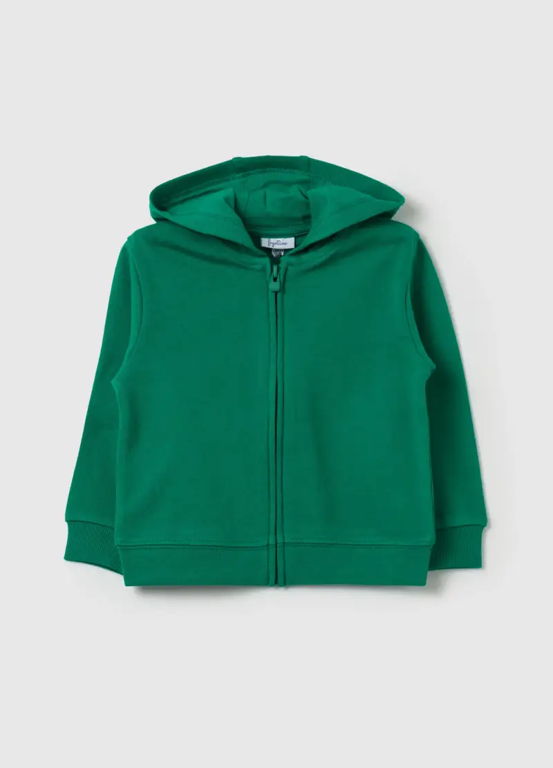 Full-zip In French Terry Con Cappuccio, Bambino, Verde