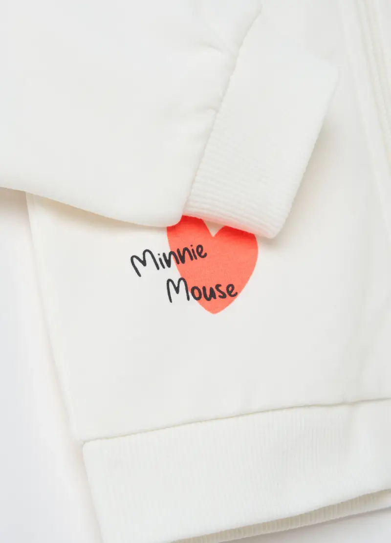 Full-zip In French Terry Con Stampa Minnie, Bambina, Bianco miniatura 3