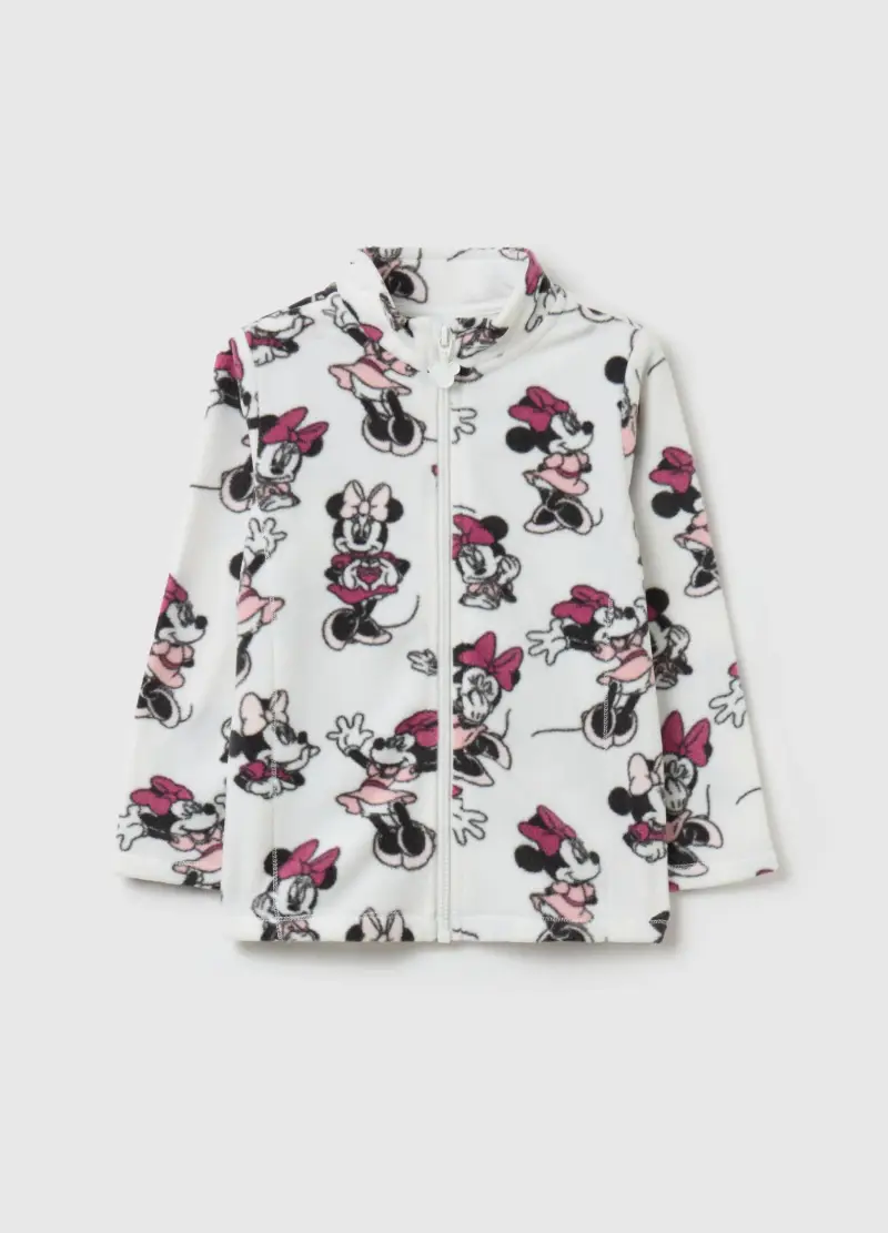 Full-zip In Pile Con Stampa Minnie, Bambina, Bianco