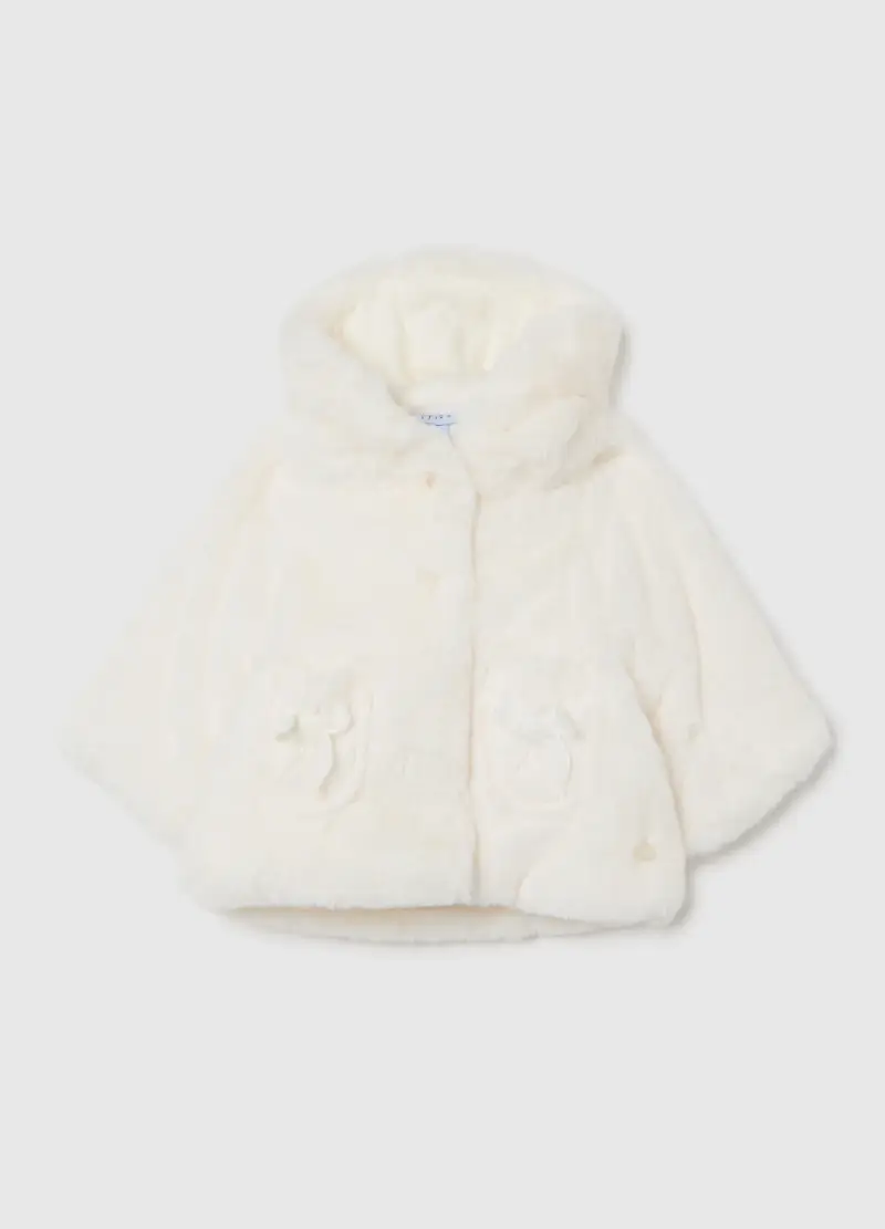 Giacca Bianca Con Cappuccio Da Neonata Regular Fit, Bianco