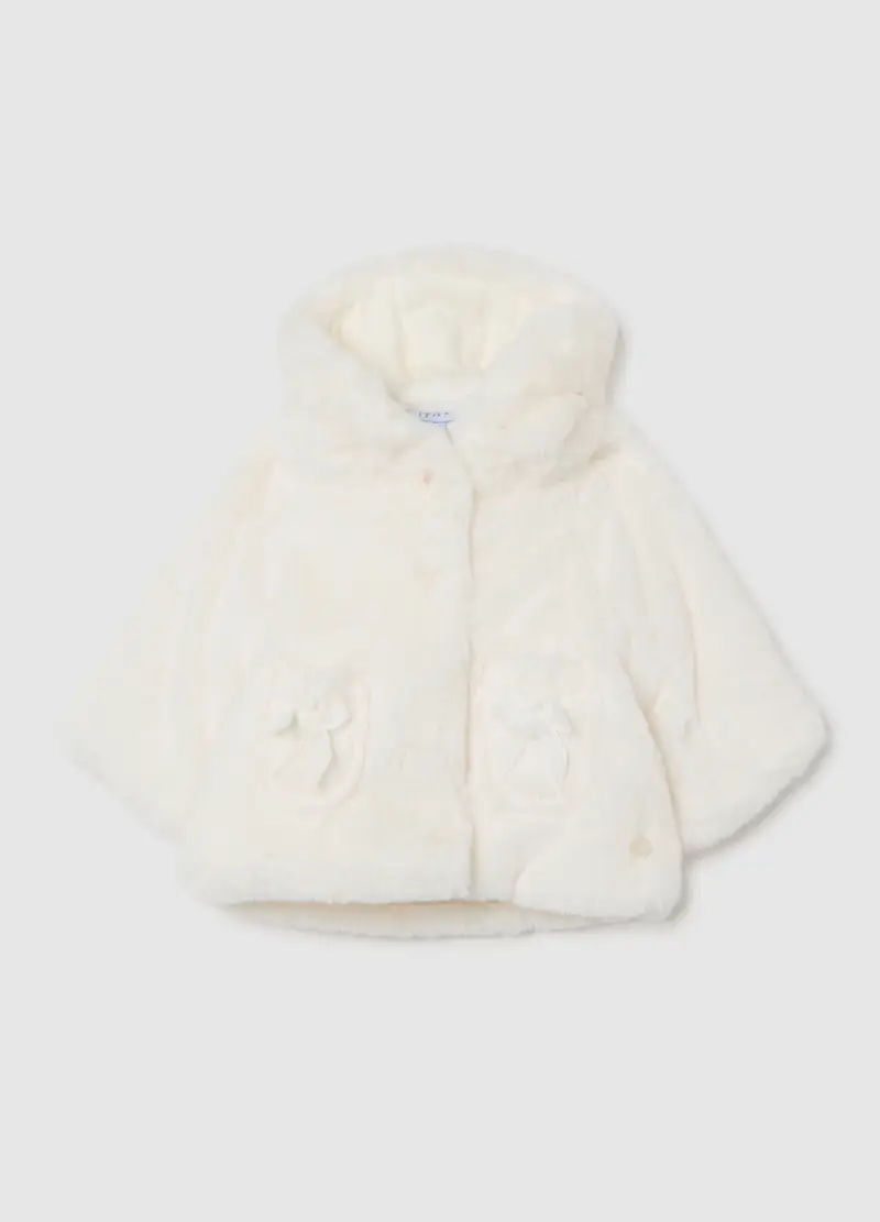 Giacca Bianca Con Cappuccio Da Neonata Regular Fit, Bianco