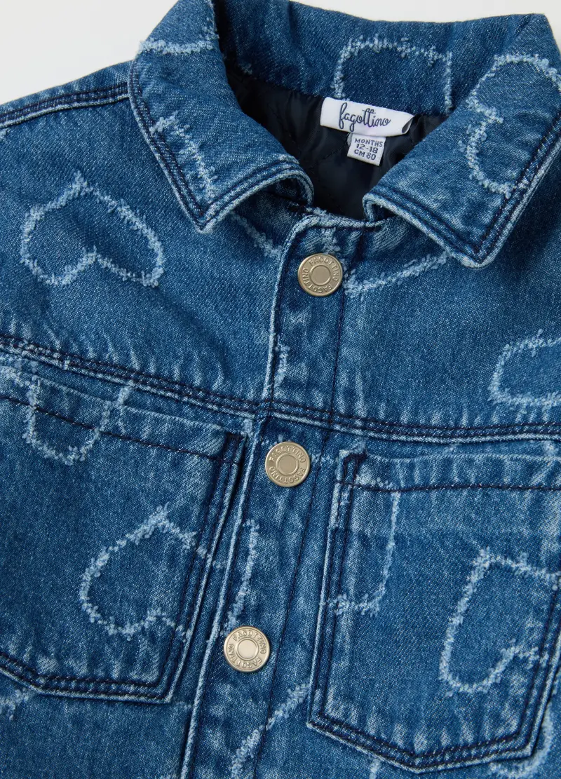 FAGOTTINO, Giacca Da Bambina In Puro Cotone Denim Con Cuori, Denim, Taglia: 12-18 miniatura 2