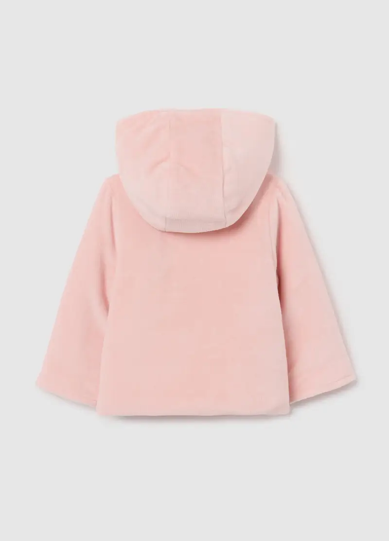 Giacca Da Neonata In Velour Rosa Regular Fit Con Bottoni, Rosa miniatura 2