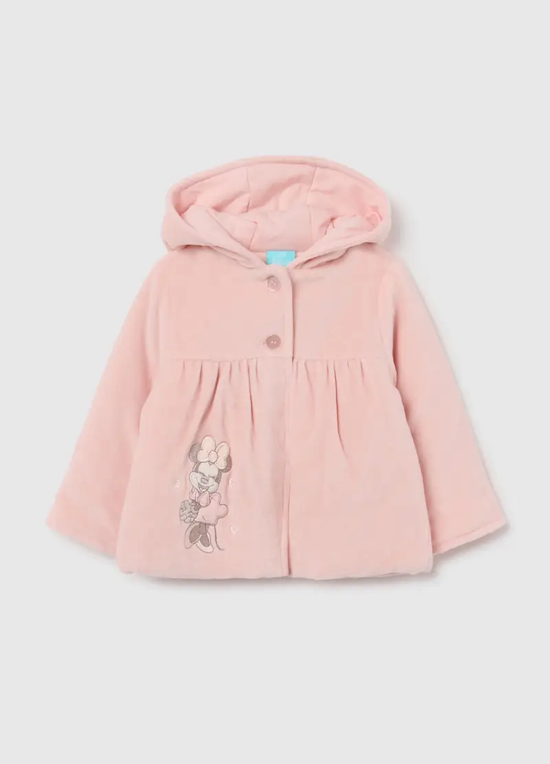 Giacca Da Neonata In Velour Rosa Regular Fit Con Bottoni, Rosa