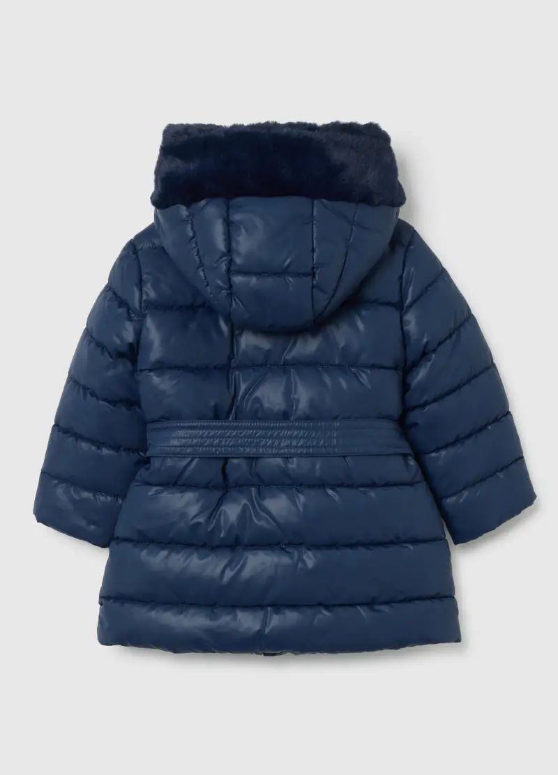 Giacca Imbottita Blu Da Bimba Regular Fit Con Cappuccio E Zip, Bambina, Blu miniatura 2