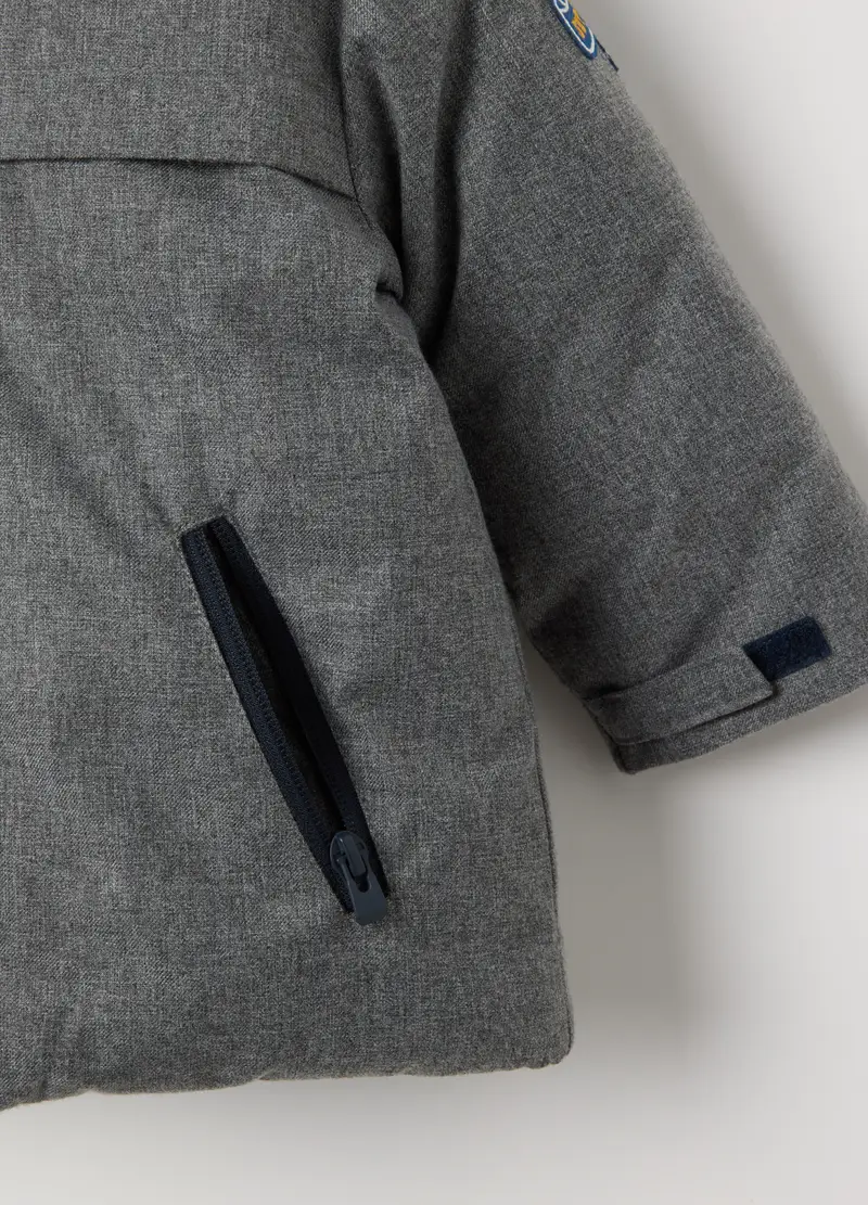 Giacca Imbottita Da Bambino Grigia Con Cappuccio, Grigio miniatura 3