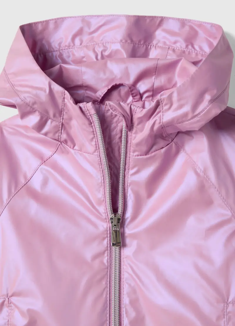Giacca Impermeabile Rosa Da Bimba Regular Fit Con Zip E Cappuccio, Bambina, Rosa miniatura 3
