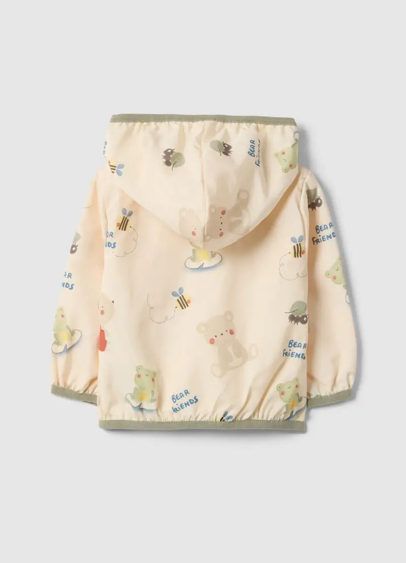 Giacca In Cotone Beige Regular Fit Con Cappuccio Per Bimbo, Neonato, Beige miniatura 2